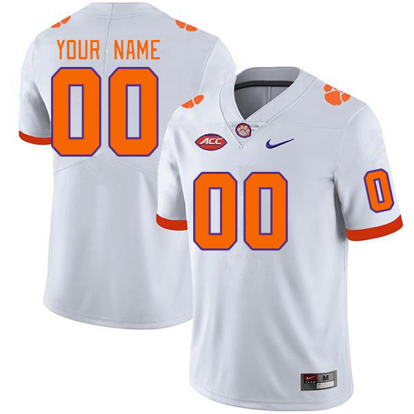 Custom Clemson Tigers Name And Number College Football Jerseys Stitched-White
